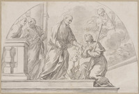 K II 027
          <br/>
          Jonge pelgrim knielend voor Ignatius van Loyola
          <br/>
          <em>Lucatelli, Pietro (ca. 1634-1710)</em>